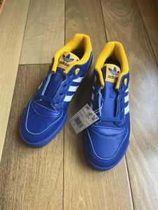 adidas Originals Rivalry Low Blue White Yellow Leather Sneakers IF3529 Size 9 - Picture 1 of 6