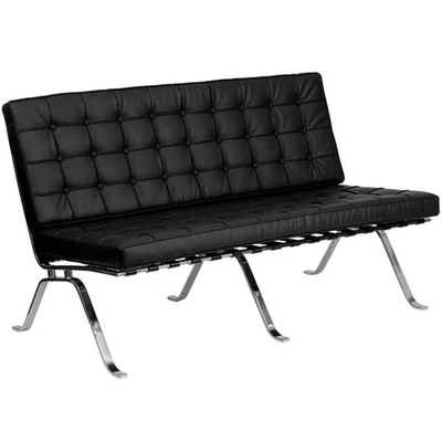 Sofá loveseat acolchado de cuero Flash Furniture Hercules Flash en negro Foto 1 de 4