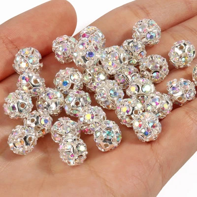 50pcs Rhinestone Beads Crystal Loose Spacer Round Jewelry Making 6mm 8mm 10mm - Image 1 of 4
