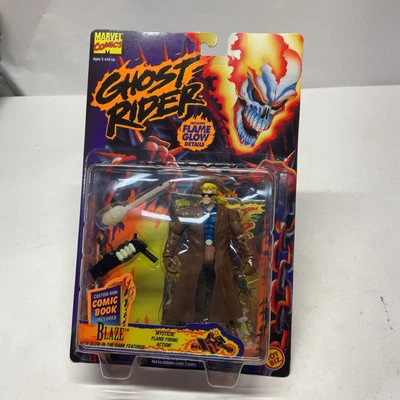 Figura de colección 1995 Toy Biz Marvel Comics Ghost Rider Blaze Brilla en la oscuridad Foto 1 de 4