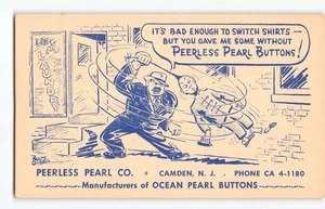 WERBUNG UNVERGLEICHLICHE PERLENKNÖPFE ~ China Mann New Jersey KUNST POSTKARTE 1952 NJ -L3 - Bild 1 von 4