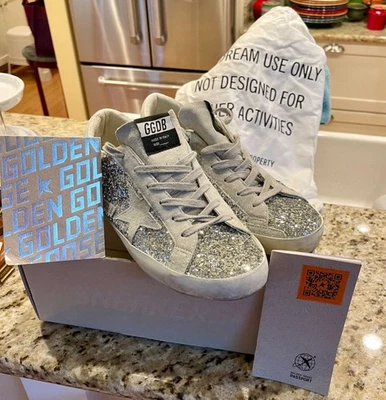 Golden Goose Silver Glitter Superstar Sneakers Limited Edition Size 11 - 41 EUC - Image 1 of 4