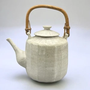 Midcentury Japanese Style Paneled Stoneware Teapot Signed Studio Pottery - Picture 1 of 8