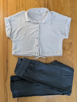 Conjunto Rachel Paige Top Tostado y Cuero Gris Leggings Pantalones Para Mujer Grandes Minimalistas  Foto 1 de 4