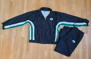 Vintage Adidas Jacket & Pants Mens M Black Green White Full Zip Windbreaker 90s - Picture 1 of 19
