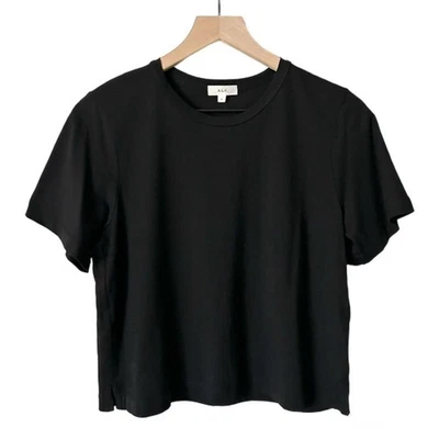 NUEVO A.L.C. Camiseta corta Julie negra de algodón cuello redondo manga corta talla pequeña Foto 1 de 4