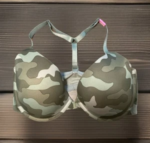 Victoria's Secret PINK 34DD Everywhere Padded Push Up Bra Racerback Green Camo - Picture 1 of 5