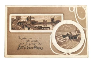 Cartolina d'epoca "Per salutarti" Copyright 1909 di P.Riche vedi descrizione per favore - Foto 1 di 2