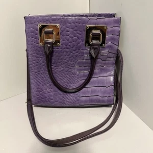 David Jones Purple Faux Crocodile Crossbody Purse - Picture 1 of 12