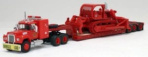 Custom Brekina Fire Truck Mack R w/Lowboy & FG IH TD25 Dozer Load HO 1/87 - Picture 1 of 9