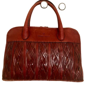 Borsa Etienne Aigner vintage pelle intrecciata intrecciata 2 manici doppia zip elegante - Foto 1 di 15