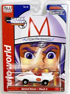 Auto World Silver Screen White Speed Racer Mach 5 HO Scale Slot Car - Picture 1 of 3