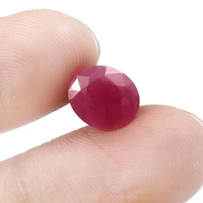3.40 CT Johnson Mines Heated Natural CERTIFIED Ruby Oval Loose Gemstone Cut - Image 1 of 4