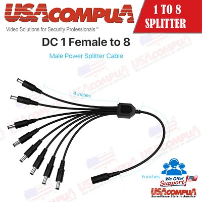  DC 1 Female to 8 Male Way CCTV Security Camera Power Supply Adapter Cable - Image 1 of 4
