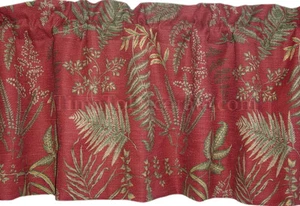 New Fair Oaks SCARLET green FERN LEAF medium weight fabric drapery VALANCE lined - Picture 1 of 1