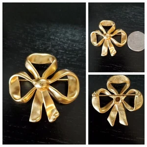Seltene schöne Vintage 80er Jahre Schleife goldfarben Brosche signiert Coventry Band edel - Bild 1 von 4