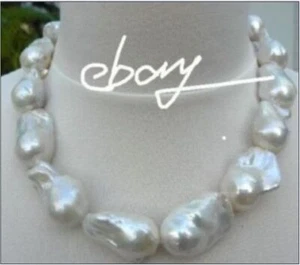 Enorme Collar de Perlas Nucleares Blancas Genuinas Mar del Sur Natural 17"18-28mm 36889 - Imagen 1 de 1