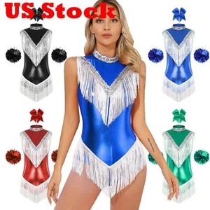Damen-Outfits metallisches Cheer Leader/Lateinuniform Kostüm Bühne Performance - Bild 1 von 48