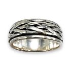 Weaved Spinner  Braided 925 Sterling Silver Heavy Spinning Band Ring Size 9.25