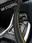 TRUE LEATHER STEERING WHEEL COVER YELLOW DOUBLE STITCHING FOR NISSAN SILVIA S15