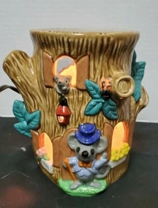 FOREST ANIMAL Night Light VINTAGE Tree Stump With Mouse WORKS!! - Picture 1 of 9