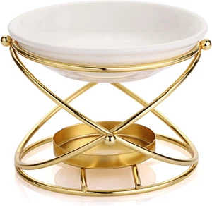 European Metal Oil Burner Wax Warmer, Delicate Romantic Ceramic Tealight Candle - Picture 1 of 12