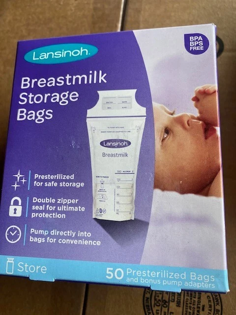 BOLSAS DE ALMACENAMIENTO DE LECHE MATERNA LANSINOH - 50 BOLSAS PREESTERILIZADAS Y adaptadores de bomba adicionales  Foto 1 de 1
