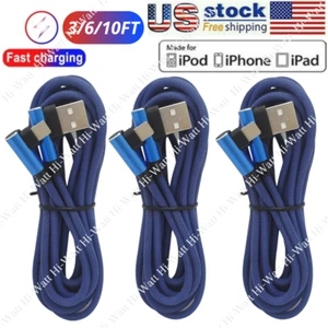 90 Degree Elbow USB Charger Cable 10FT For iPhone 14 13 12 11 XR 8 Charging Cord - Picture 1 of 12