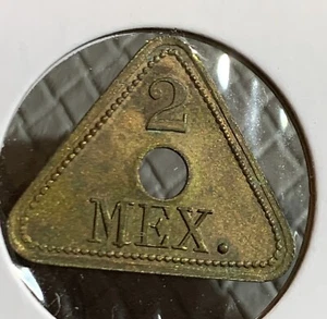 CHIAPAS, MEXICO - PANAMA RARE "LAS PALMAS" 2 MEX PLANTATION TRI TOKEN - Picture 1 of 2