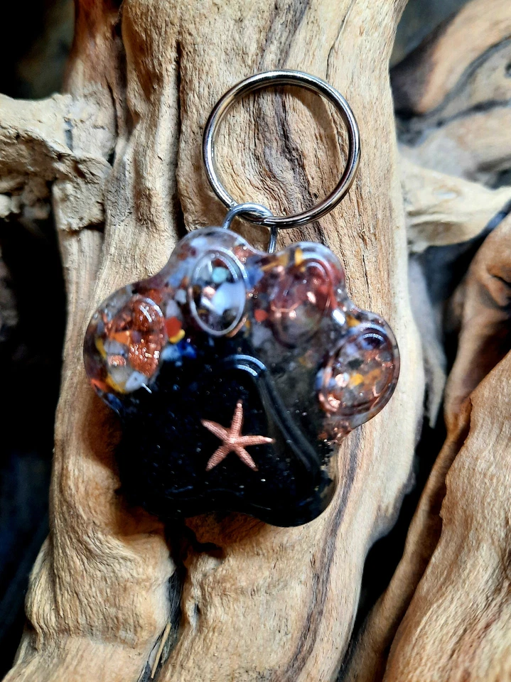 EMF 5G Protección Mascota Perro Dije Orgón/Shungita/Turmalina Negra (Impresión de Pata) Foto 1 de 4