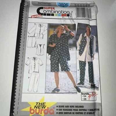 BURDA 3806 - Misses Combinations - shorts, shirt, pants, sz 18-28 UNUSED EXC - Image 1 of 4