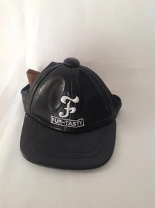 Fur-Tasty Embroidered Faux Leather Pet Baseball Cap - Black - Large - Picture 1 of 4