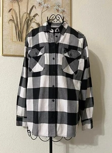 Harley Davidson® Women's Buffalo Plaid Long Sleeve Woven Shirt Black White Sz XL - Picture 1 of 21