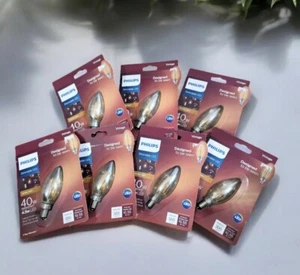 7pk Philips 4.5W=40W LED Vintage Light Bulb Dimmable E12 Candelabra Amber - Picture 1 of 1