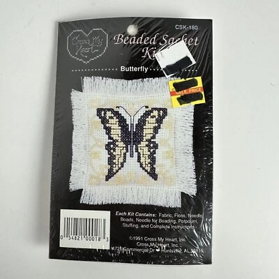 De colección Cross My Heart Bolsita con Cuentas Punto de Cruz Kit MARIPOSA 1991 CSK-180 Foto 1 de 2