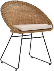 Korb-Sessel moderner Stil Rattan Club 60er Eisen-Gestell Korbstuhl mit Armlehne - Bild 1 von 8