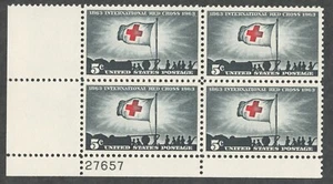 US. 1239. 5c. Red Cross Centenary Issue. Plate Block of 4. MNH. 1963 - Picture 1 of 2