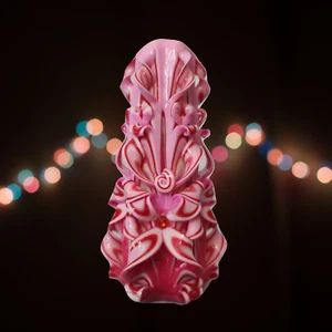 Velas talladas decoración del hogar hechas a mano diseño artístico regalo talladas a mano rosa rojo 10 pulgadas - Imagen 1 de 8