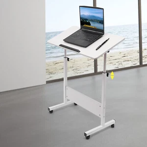 Adjustable Height Office Rolling Laptop Table Stand Bed Side Computer Desk Stand - Picture 1 of 18
