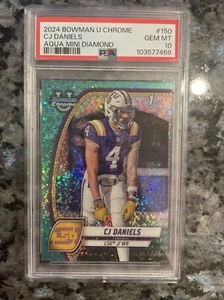 2024 Bowman Chrome University #150 CJ Daniels Aqua Mini Diamond /275 PSA 10 Gem - Picture 1 of 2