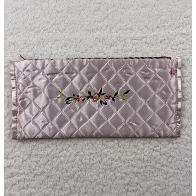 Bolso Lencería Japonés De Colección Rosa Acolchado Satinado Bordado Floral Perla Cremallera Top Foto 1 de 4