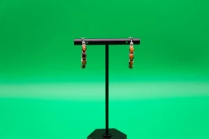 Karis Tigers Eye 8.20 ctw Hoop Earrings in Platinum Bond - Picture 1 of 13