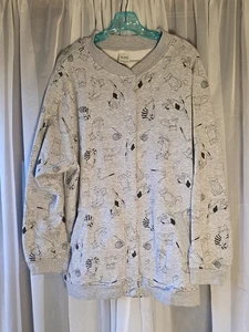 Sudadera chaqueta vintage gris Blair para mujer gato estampado con botones 3XL - Imagen 1 de 6
