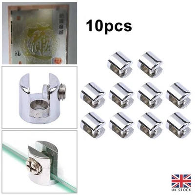 10x Glass Shelf Support Clamp Brackets Clip Chrome Shelves Holding Clip 6-8mm - Image 1 of 4