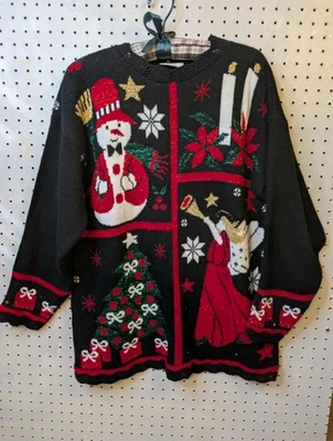 Suéter Cascanueces Vintage Mujer XL Negro Navidad Pullover Grandmacore Foto 1 de 2