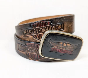 Vintage Harley Davidson Leather Belt with Buckle USA Made Size 40? READ Eagle - Picture 1 of 10