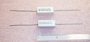 QTY (20) 22 Ohm 5W 5% AXIAL CERAMIC POWER WIREWOUND RESISTORS CP5-22-5% DALE - Picture 1 of 1