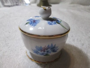 Hammersley Fine Bone China Spode Pill Box With Lid Blue Cornflowers England - Picture 1 of 7