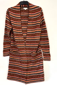 Monsoon Strickjacke M lang Mohair Mischung rot schwarz orange Fair Isle Coatigan 631 - Bild 1 von 5
