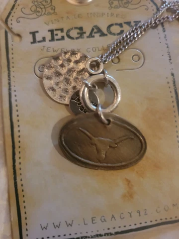 Texas Longhorns Toggle Necklace Vintage Antique Bronze by Legacy Cover